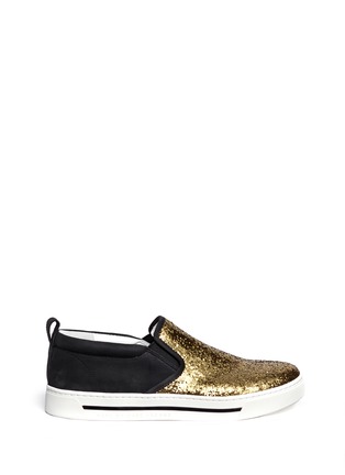Main View - Click To Enlarge - MARC BY MARC JACOBS SHOES - Glitter brushed suede leather slip-ons