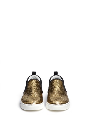Figure View - Click To Enlarge - MARC BY MARC JACOBS SHOES - Glitter brushed suede leather slip-ons