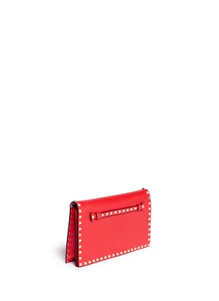 Front View - Click To Enlarge - VALENTINO GARAVANI - 'Rockstud' foldover leather clutch