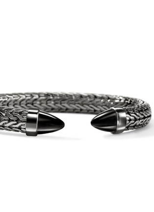 Detail View - Click To Enlarge - JOHN HARDY - Spear 50 Dark Sterling Silver Black Onyx Flex Cuff — Size L