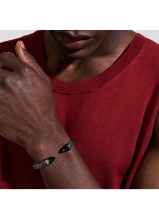  - JOHN HARDY - Spear 50 Dark Sterling Silver Black Onyx Flex Cuff — Size L