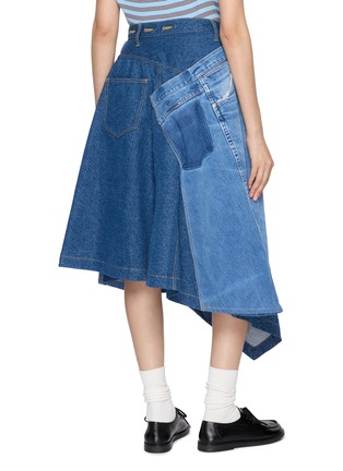 Back View - Click To Enlarge - QUIITO - Reworked Medium Wash Denim A-Line Skirt