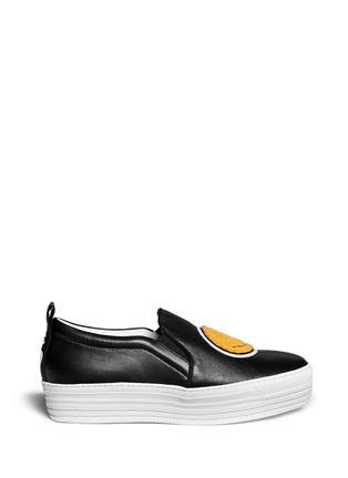 Main View - Click To Enlarge - JOSHUA SANDERS - 'Smile' double face leather skate flatform slip-ons