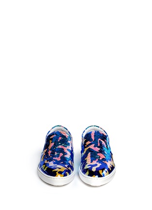 Figure View - Click To Enlarge - JOSHUA SANDERS - Holographic camouflage print slip-ons