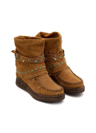 Detail View - Click To Enlarge - EL VAQUERO - Melbourne Suede Wedge Moccasin Boots