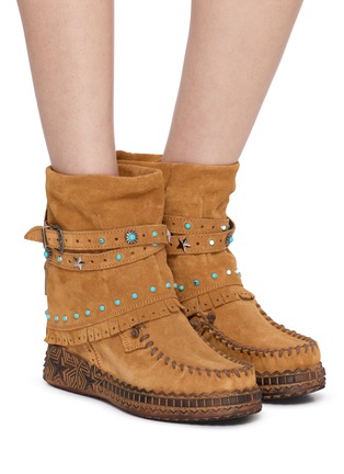 Figure View - Click To Enlarge - EL VAQUERO - Melbourne Suede Wedge Moccasin Boots