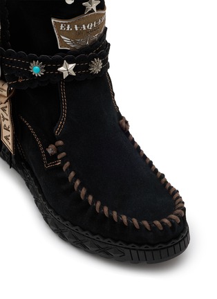 Detail View - Click To Enlarge - EL VAQUERO - Arya Studded Suede Wedge Moccasin Boots