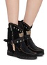 Figure View - Click To Enlarge - EL VAQUERO - Arya Studded Suede Wedge Moccasin Boots