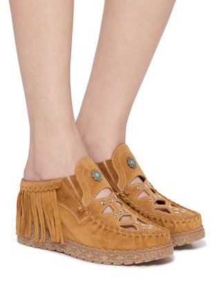 Figure View - Click To Enlarge - EL VAQUERO - Bella Suede Wedge Slip-ons