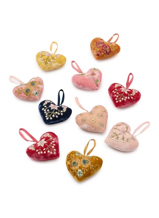 Detail View - Click To Enlarge - ANKE DRECHSEL - Silk Velvet Embroidered Heart Single Ornament