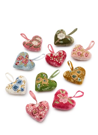  - ANKE DRECHSEL - Silk Velvet Embroidered Heart Single Ornament