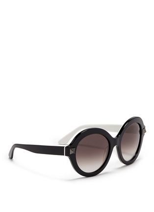 Figure View - Click To Enlarge - VALENTINO GARAVANI - 'Rockstud' colourblock acetate sunglasses