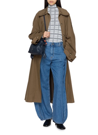 Figure View - Click To Enlarge - LOEWE - Long Sleeve Chequered Ribbed Turtleneck Top