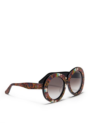 Figure View - Click To Enlarge - VALENTINO GARAVANI - 'Camubutterfly' oversize round acetate sunglasses