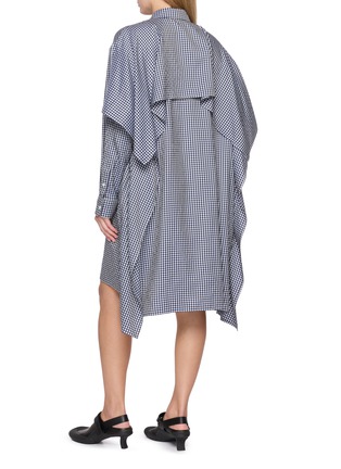 Back View - Click To Enlarge - LOEWE - Chequered Cape Panel Shirt Dress