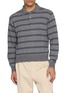 DUNST Striped Knit Polo Sweater