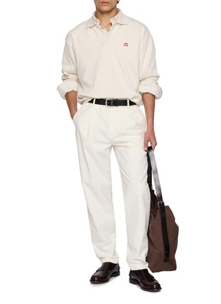 Figure View - Click To Enlarge - DUNST - Leather Logo Polo Sweatshirt