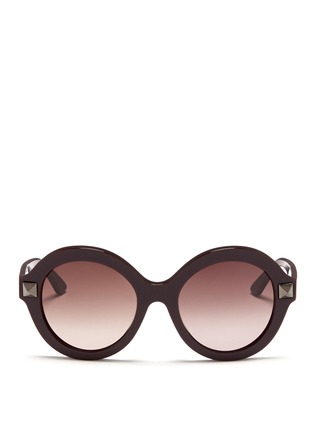 Main View - Click To Enlarge - VALENTINO GARAVANI - 'Rockstud' oversize round frame acetate sunglasses