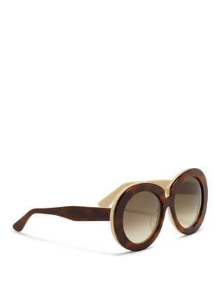 Figure View - Click To Enlarge - VALENTINO GARAVANI - Oversize round tortoiseshell acetate sunglasses