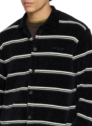  - SOLID HOMME - Striped Collared Cardigan