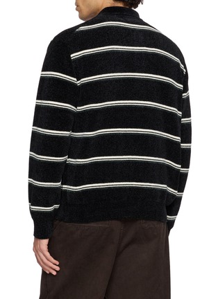 Back View - Click To Enlarge - SOLID HOMME - Striped Collared Cardigan