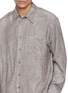  - SOLID HOMME - Long Sleeve Textured Striped Shirt