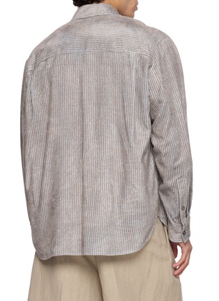 Back View - Click To Enlarge - SOLID HOMME - Long Sleeve Textured Striped Shirt