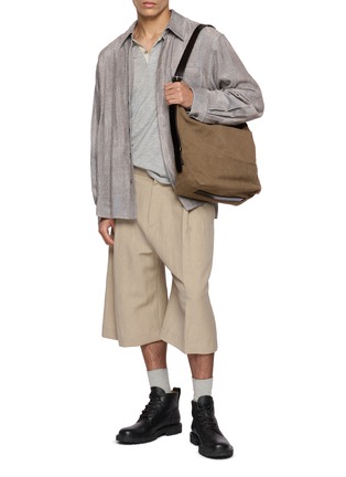 Figure View - Click To Enlarge - SOLID HOMME - Long Sleeve Textured Striped Shirt