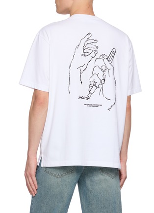 Back View - Click To Enlarge - SOLID HOMME - Logo Crewneck T-shirt
