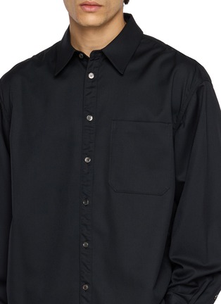  - SOLID HOMME - Ruched Sleeve Button Up Shirt