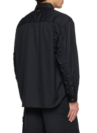 Back View - Click To Enlarge - SOLID HOMME - Ruched Sleeve Button Up Shirt