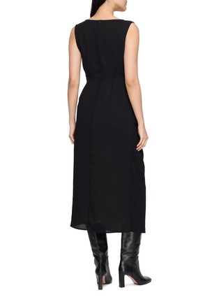 Back View - Click To Enlarge - ASSIGNMENTS - Draped Bow Lace Front Midi Dress
