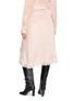 Back View - Click To Enlarge - ASSIGNMENTS - Turn-Up Waistband Lace Trim Satin Midi Skirt