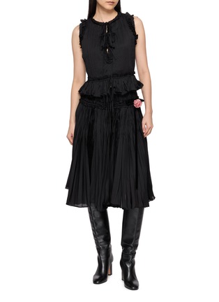 Figure View - Click To Enlarge - ASSIGNMENTS - Pleated Flower Detail Midi Skirt