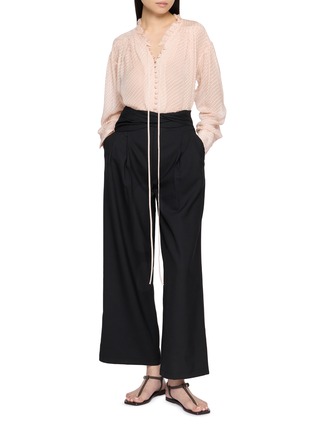 Figure View - Click To Enlarge - ASSIGNMENTS - Cuffed Waistband Wool Trousers