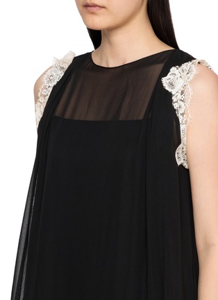 - ASSIGNMENTS - Sheer Panel Lace Trim Mini Dress