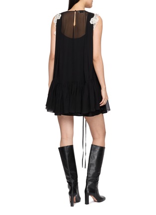 Back View - Click To Enlarge - ASSIGNMENTS - Sheer Panel Lace Trim Mini Dress