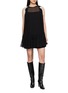 ASSIGNMENTS Sheer Panel Lace Trim Mini Dress