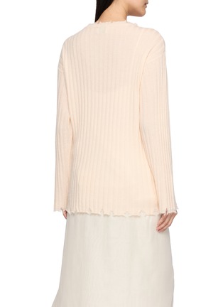 Back View - Click To Enlarge - ASSIGNMENTS - Flower Twist Frayed Edge Knit Cardigan
