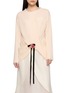 Main View - Click To Enlarge - ASSIGNMENTS - Flower Twist Frayed Edge Knit Cardigan
