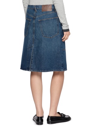 Back View - Click To Enlarge - DALA - Workers Panelled Cotton Denim Midi Skirt