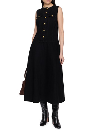 Figure View - Click To Enlarge - ULLA JOHNSON - Odella Sleeveless Denim Midi Dress
