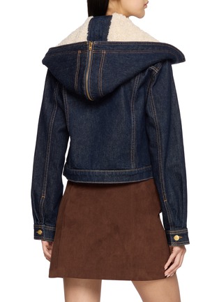 Back View - Click To Enlarge - ULLA JOHNSON - The Sybil Hooded Dark Wash Denim Jacket