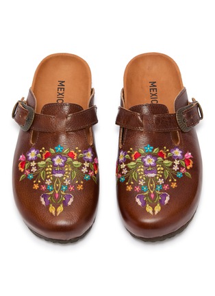 Detail View - Click To Enlarge - MEXICANA SHOES - Alcatraz Rust Footbed Leather Clogs