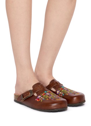 Figure View - Click To Enlarge - MEXICANA - Alcatraz Rust Footbed Leather Clogs