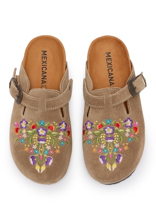 Detail View - Click To Enlarge - MEXICANA SHOES - Alcatraz Rust Footbed Suede Clogs