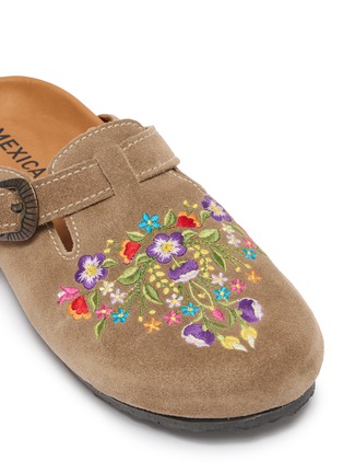 Detail View - Click To Enlarge - MEXICANA SHOES - Alcatraz Rust Footbed Suede Clogs