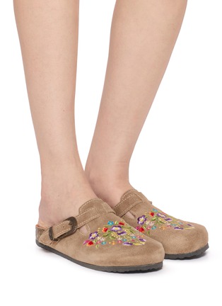 Figure View - Click To Enlarge - MEXICANA - Alcatraz Rust Footbed Suede Clogs