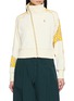 COSMOSLAB Asymmetric Zip Chequered Panel Sweater Jacket