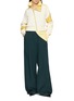 Figure View - Click To Enlarge - COSMOSLAB - Asymmetric Zip Chequered Panel Sweater Jacket